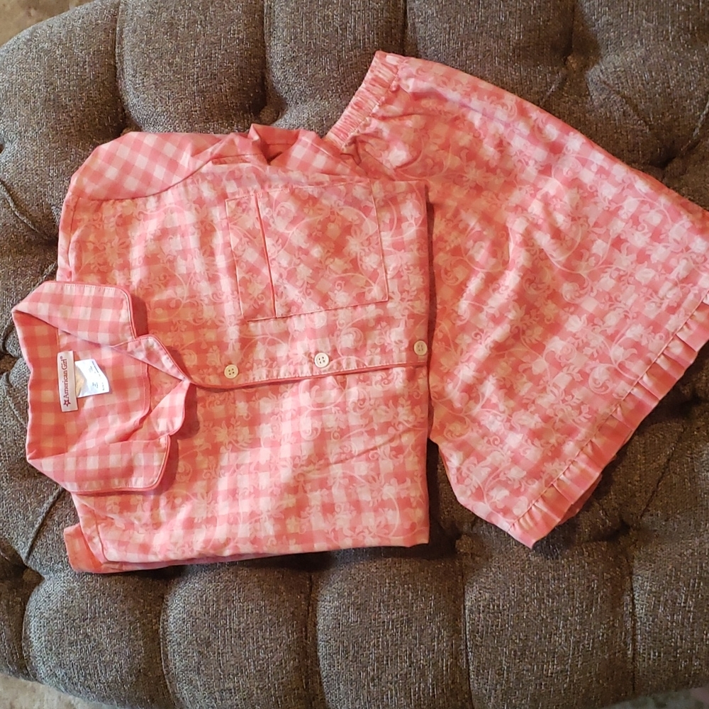 American Girl Tenny Grant's Gingham Pajamas w/ Moccasin Slippers - Girl's XL - Picture 4 of 12